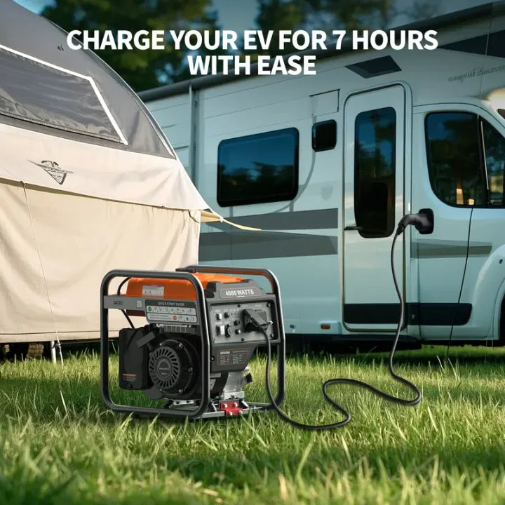 🔋Outdoor Power Equipment – 4000W Portable Inverter Generator | Quiet Gas-Powered Backup with ECO Mode | Open Frame Design, RV Ready, Ideal for Home Emergency Use