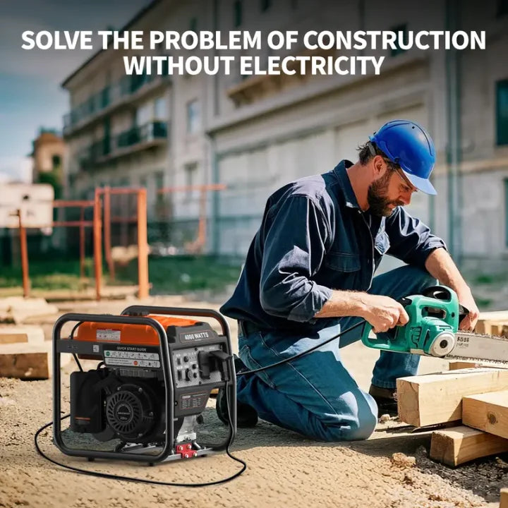 🔋Outdoor Power Equipment – 4000W Portable Inverter Generator | Quiet Gas-Powered Backup with ECO Mode | Open Frame Design, RV Ready, Ideal for Home Emergency Use